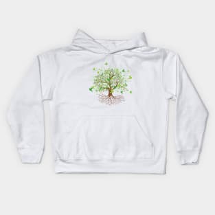 Tree of life green birds version Kids Hoodie